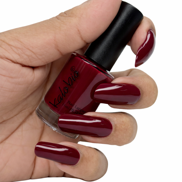 KALOBIO ColorHalo Enamel Nail Lacquer – Marsala KPS42 | 7-Day Long Wear | High Shine, Quick Dry & Chip Resistant | Vegan Formula | 11 ml