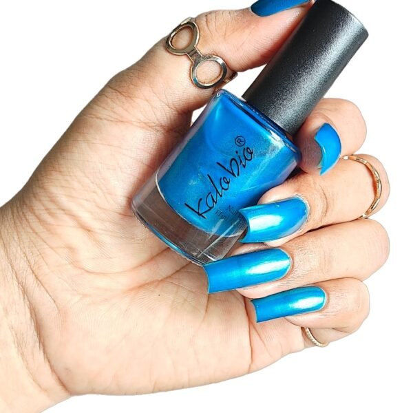KALOBIO ColorHalo Metallic Nail Lacquer - Sapphire KM28  | Long-Lasting, High Shine, Chip-Resistant & Quick Dry Finish | 11ml